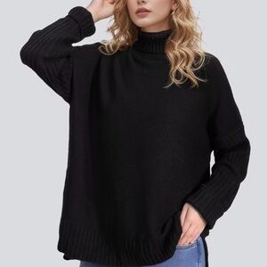 Black oversized sweater winter cozy warm gift for her Christmas